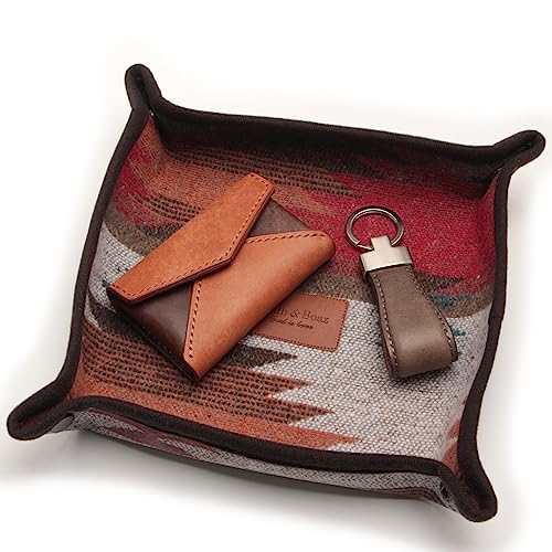Ruth&Boaz Wool Fabric Valet Tray | EDC Tray | Lay Plat Wool Tray Suitable for Travel 8x8 inches(M-orange)