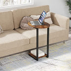 Hosfais Side Table Small End Table, C-Shaped Wood Sofa Table with Metal Frame for Living Room, Bedroom, Small Spaces (Rustic Brown) - color: Rustic Brown, size: Oval