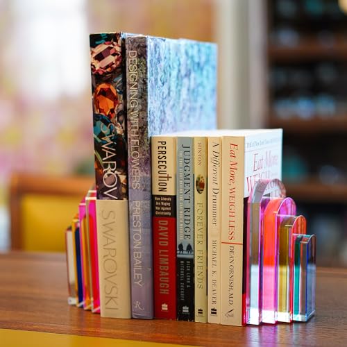 H&D HYALINE & DORA Heavy Crystal Bookends Colorful Decorative Non-Skid Geometric Bookends for Shelves,Decorative Book Holders for Home and Office,Modern Sturdy Book Holders for Heavy Books - color: Arch