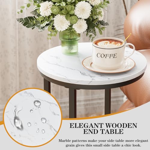 C Shaped End Table, Couch Side Tables for Living Room, Round Sofa End Table with Metal Frame, Small Wooden Snack Table for Bedroom, Small Spaces, Easy Assembly (Black,2pcs) - color: Round-black, size: 2pcs