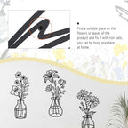 OYEFLY 3 Pieces Metal Flowers Wall Arts,Black Metal Vase Wall Art,Rustic Farmhouse Decor (Black)