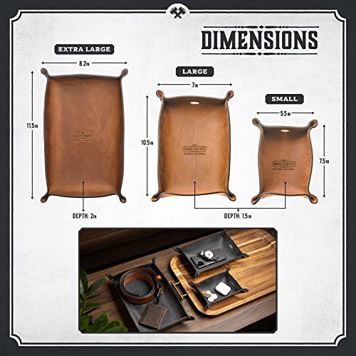 Main Street Forge Leather Valet Tray for Men – Rustic EDC Organizer for Keys, Phone & Wallet – Made in USA – Whiskey Barrel Brown - color: Whiskey Barrel Brown, size: 11.5" x 8" x 2"