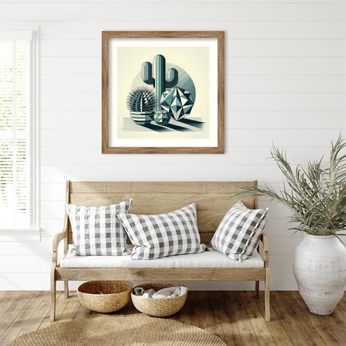 Amanti Art Framed Wall Art Print 36x36 Succulents in Angled Vases by David Galan, Abstract Wall Art, Modern Contemporary Decor, Large Poster Painting Artwork for Living Room, Bedroom, Bathroom, - color: Owl Brown Narrow, size: 36"L x 36"W