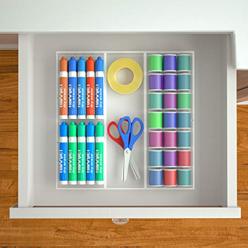 HIIMIEI Acrylic Drawer Organizer, 6 Section Clear Makeup Tray Organizer for Drawer Office Bedroom(11.8x11.8 inch) - size: 12'' x 12''