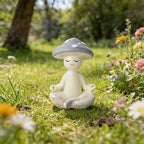 Meditation Mushroom Resin Statue - Cute Meditation Mushroom Statue for Desk Living Room Resin Figurine for Home Patio Office Decoration Cute Plant Statues for Tabletop Garden Backyard Decor - style: Meditation Mushroom A
