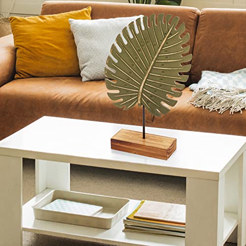 Elements 7x2.25x11.5 Inch Metal Green Leaf Tabletop Decor