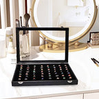Wudygirl 7 Slots Ring Holder Organizer Box with Transparent Lid Black Jewelry Organizer for Store Display Jewelry Holder for Rings（Ring Organizer） - style: 7 Slot Ring Tray
