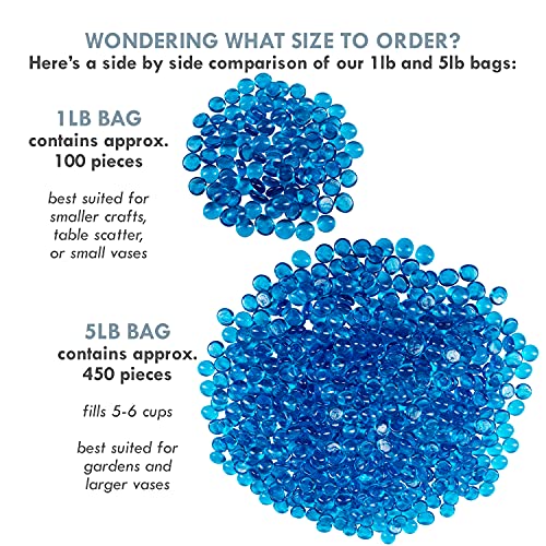 Galashield Flat Glass Marbles for Vases Blue Glass Gems Beads Pebbles Vase Filler (1 LB, Approx. 105 PCS) - color: Blue, size: 1 LB