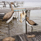 Rustic Wood Crane Nautical Decor - Tabletop & Coastal Beach Themed Decoration for Home Mediterranean Style - size: Large