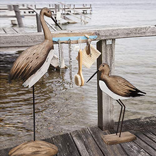 Rustic Wood Crane Nautical Decor, Tabletop Crane Decoration for Home, Beach & Coastal Themed Mediterranean Decor (S&L) - size: Set (Small & Large)