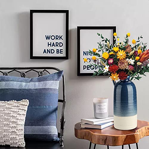 12.5" Blue Ceramic Vase for Home Decor Large Decorative Vase Boho Pottery Bud Vase for Flowers Rustic Farmhouse Tall Single Flower Vase for Centerpieces Pampas Grass - color: Blue