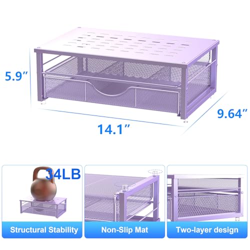 gianotter Computer Monitor Stand Riser, office organizer with Drawer, Office Organizers Storage for Classroom Office Supplies (Purple) - color: Purple