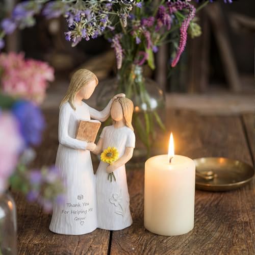 Teacher Gifts for Women, Teacher Appreciation Gifts, Gift for Teachers, Thank You Gifts for Teacher, Solid Resin Sculpture of Teacher and Student Figures, Includes a Greeting Card - 5.71'' - color: White