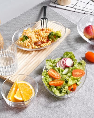 NUTRIUPS 2 Pack Small Tempered Glass Serving Plates, 7.7 x 5.5inch Oval Glass Dinner Plates, Small Salad Plates Set of 2, Glass Side Dishes, Mini Serving Trays - size: Small