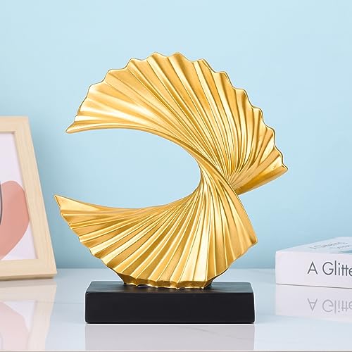 Gold Wave Sculpture,Modern Ocean Wave Home décor Accents Ornament,Resin Art Statue Home Decor Aesthetic,Shelf Decor,Coffee Table Decor Tv Stand Decor Adornos para Sala Modernos - color: Gold