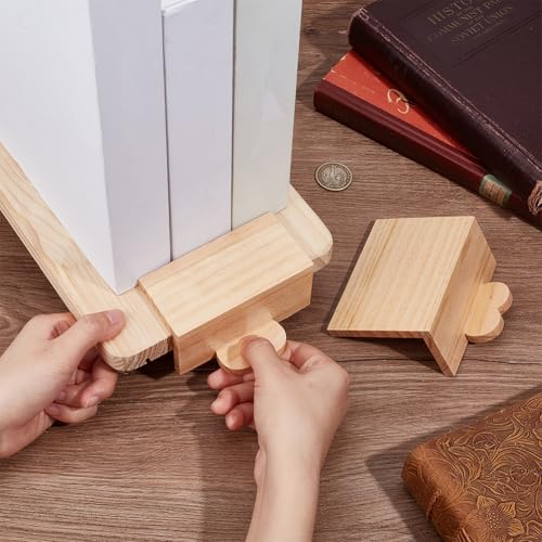 PH PandaHall 2pcs Heart Pine Wood Bookends for Shelves, Book Alignment Tool Natural Books Ends Decorative Book Shelf Organizer for Home Office Room Library, 2 Sizes