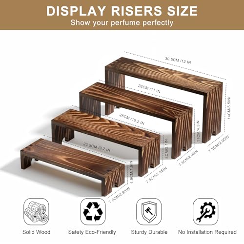 2 Set Wooden Tiered Risers Display Stands for Vendor Events,Stackable Wood Cupcake Display Stand,Farmhouse Decor Wood Dessert Table Display Set,Vendor Booth Display Items,Food Display Risers for Party - color: Dark Brown, size: 2 PACK