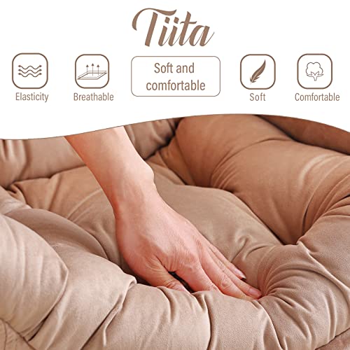 Tiita Lazy Chair with Ottoman, Khaki Modern Large Accent Chair, Comfy Leisure Sofa Armchair with Ottoman, Reading Chair with Footrest for Bedroom, Living Room, Dorm Rooms, Velvet Khaki - color: Khaki