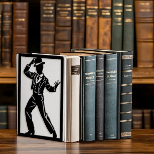 Peacoblue Metal Bookends for Shelves, Modern Decorative Heavy Duty Study Book Ends Stoppers for Office, Desk, Shelf, Room 5.3"x4.3"x7.9" Cast Iron Simple Tall Bookends 1 Pair (Spain Flamenco Dance) - style: Spain Flamenco Dance