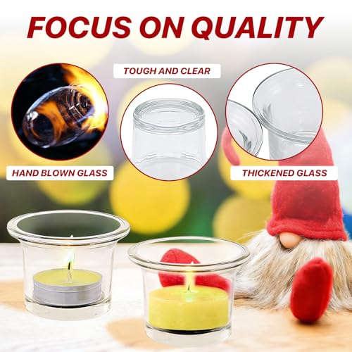 12 Pcs Clear Glass Tealight Candle Holders, Votive Candle Holders for Weddings, Parties, and Home Decor, 2.36" x 1.77" Small Glass Candle Holders for Centerpieces and Table Settings