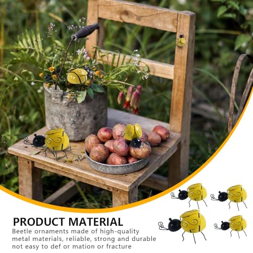 OBTANIM 4 Pack Cute Metal Bee Garden Wall Art Decorative Yard Hanging Decorations Outdoor Lawn Wall Sculptures - style: Metal Bee