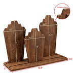 MOOCA Portable Lightweight Multiple Wooden Necklace Display Stand with 2-Row Holder, 3 Removable Displays, and Pegs on the Back, Brown Color