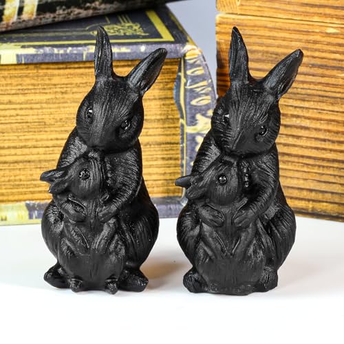 Nupuyai Hand Carved Rabbit Statue for Home Decor, Natural Black Obsidian Crystal Figurine Stone Sculpture Decoration for Fengshui - style: Rabbit