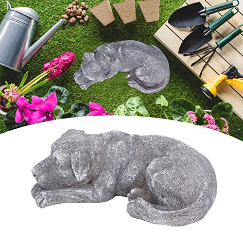 Hapivida Dog Garden Statue, Puppy Garden Memorial Stone Sleeping Dog Sculpture Decor Outdoor Resin Realistics Sculptures Grey - size: Grey Dog