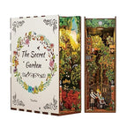 Tonecheer DIY Book Nook Kit for Adults, 3D Wooden Puzzle Bookend Bookshelf Insert Decor, Booknook Miniature House Kit with Body Motion Sensor LED Light (The Secret Garden)