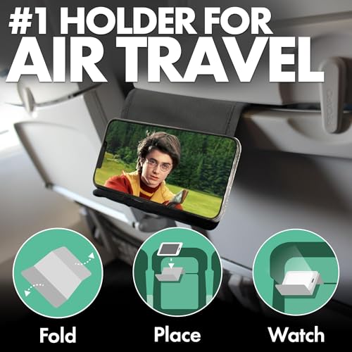 Flight Flap Airplane Phone Holder, Flexible Cell Phone Holder, Folding Cellphone Stand for Desk, Bed, Office, Treadmill - Airplane Gadgets for Long Travel Accessories - Plane Essentials (Cordura) - color: Cordura, size: Large