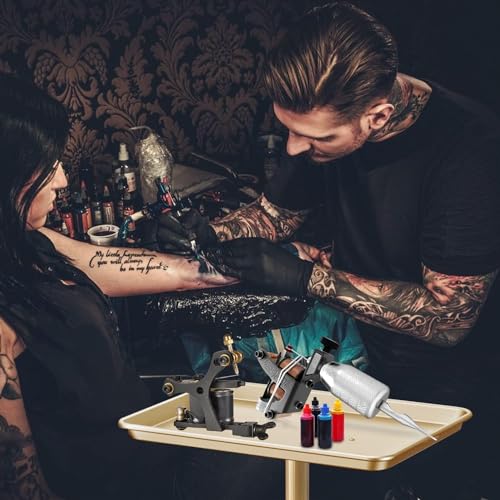 Salon Tray, Champagne Gold Salon Rolling Tray with Adjustable Height, Hair Stylist Tray, Suitable for Tattoo Tray and Dental Tray - color: Champagne Gold