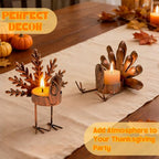 4 Pcs Thanksgiving Turkey Metal Candle Holders, Tealight Holders for Home, Party, Fall Table Kitchen Decorations