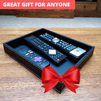 ULTRAY, Valet Tray, Desk Tray, Key Bowl, Nightstand Organizer for Men, Black PU Leather, 10.3 x 8.3 x 1.6 inches