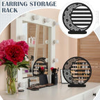 Kathfly Large Boho Moon Wooden Earring Display Organizer Stand Gift 10 Inch Floral Goth Earrings Stud Jewelry Holder Dangle Hanging Holder Gift for Women(Black) - color: Black