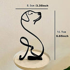Dog Minimalist Art Wall Sculpture, Abstract Metal Wire Geometric Line Drawing Art Statue (Dog)