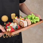 16" x 6.5" Large Wooden Serving Trays Long charcuterie Boards Rectangle Serving Platter for Cookie, Dessert, Food Dish Decorative Dinner Kitchen Tray Rectangle Cheese Board Snack Appetizer Plates - size: 16" × 6.5" × 0.8"