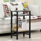 YUFAM Side Table End Table Tall Night Stand 3-Tier for Living Room Bedroom Bathroom Office Furniture Black - color: Black, size: 3 Tier