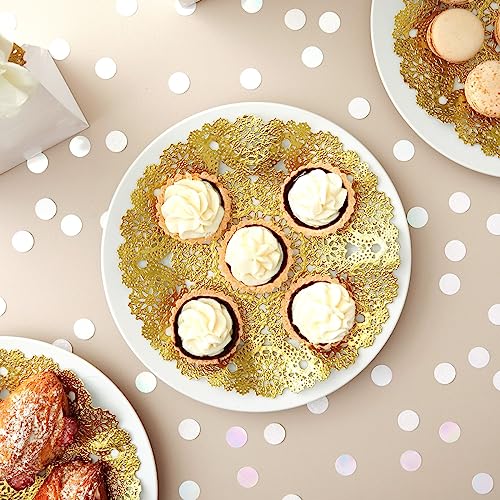 Juvale 60 Pack 10 Inch Gold Paper Doilies for Dining Table, Round Decorative Medallion Lace Placemats for Wedding