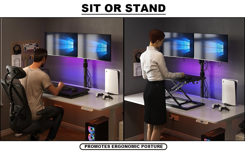 Decoholic Single 24 inch Scissors Lift Keyboard and Mouse Riser, Height Adjustable Standing Desk Converter for Ergonomic Sit Stand Workstations，suitable to hold large/small items (24inch, Black)
