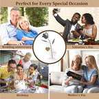 Iron Rose Sculpture with 2 Heart Photo Stands - 6 Year Iron Anniversary Metal Flower Gift - Couples Decor - color: Iron