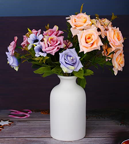 Ceramic White Small Vase, Dry Flower Vases Minimalism Style for Modern Table Shelf Home Decor, Fit for Fireplace Bedroom Kitchen Living Room Centerpieces Office Desk Gift (White, Small) - color: White, size: Small
