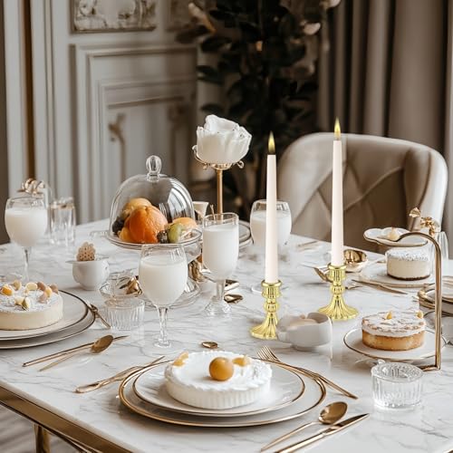 Glass Candlestick Holder,Striped Taper Candle Holders,Set of 6 Candle Stand for Table Centerpieces, Home Decor,Weddings,Festival and Parties (Gold Stripe) - color: Gold Stripe