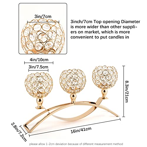 VINCIGANT Candle Stick Holder Decor Gold Candle Holders for Wedding,3-Candle Candelabras for Valentine's Day Party Dinning Room Table Centerpiece,Gift Boxed for Housewarming - size: 1 Piece 8.3" tall