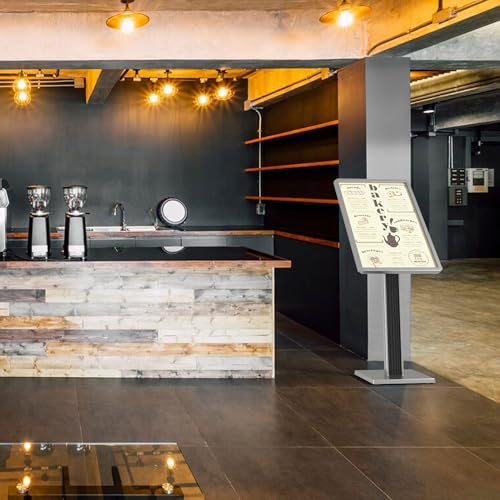 Sign holder floor stand,Heavy-Duty Pedestal poster stand for display,21×29 inch Adjustable Aluminum Menu Stand for Restaurant(Silver) - color: Silver