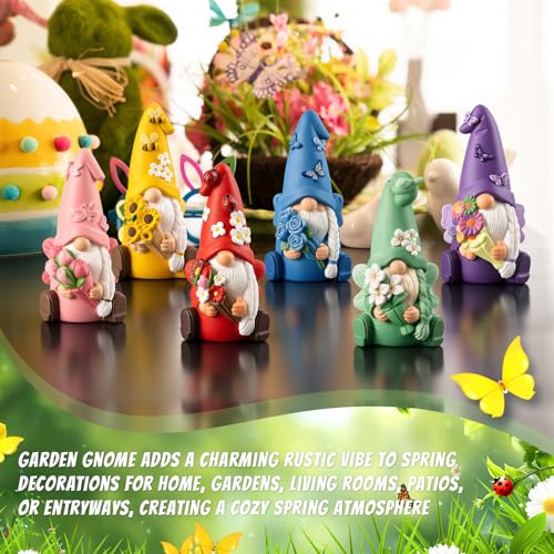 Arrowbash 6 Pcs Summer Ceramics to Paint Ready to Paint Your Own Gnome Statues 5.12 Inch Flowers Theme Paintable Figurines for Adults DIY Unpainted Ceramics Art Crafts with Brush Palette - style: Flowers