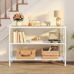 Hoctieon Industrial Console Table, 3 Tier Entryway Tables, Hallway Desk, Narrow Sofa Tables with Shelves, Entrance Table for Entryway, Living Room, Foyer, Hallway, Office, Oak Beige - color: Oak Beige