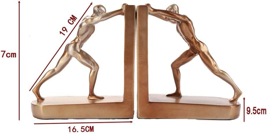 bookends Decorative Unique Modern Bookends Golden Resin Sculptural Bookend Sets Study Room Living Room Wine Cabinet Decoration Ornaments Character Bookend Craft Gift Bookends for Shelves Decorative