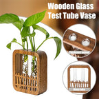Walnut Wood Terrarium Planter - 2 Glass Test Tube Vase & Boho Plant Stand for Hydroponics, Home Office Desk Decor, Unique Housewarming Birthday Gifts for Women Plant Lovers - size: Double Tube
