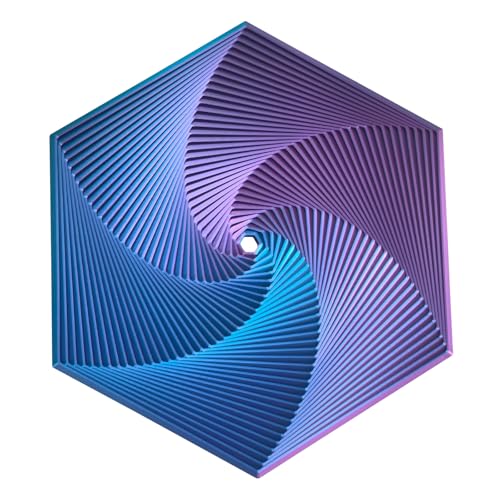 Fractal Fidget Hexagon - Suitable for Relieving Stress, Anxiety, and Tension | Autism, ADHD | Desk Adult Fidgeting Stress Relief Gift (Blue-Pink 35 Rings) - color: Blue-pink 35 Rings