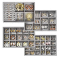 Jewelry Drawer Organizer, 4 Set of Stackable Jewelry Trays for Drawer Inserts Velvet Organizers and Display Storage for Earring Necklace Rings Bracelets (Gray)